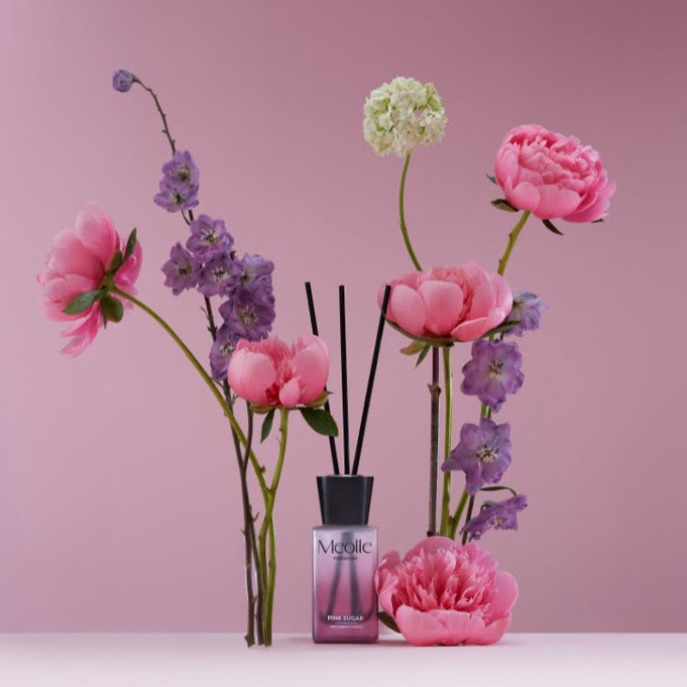 Odorizant cu bețișoare parfumate Meolle 100 ml – Pink Sugar